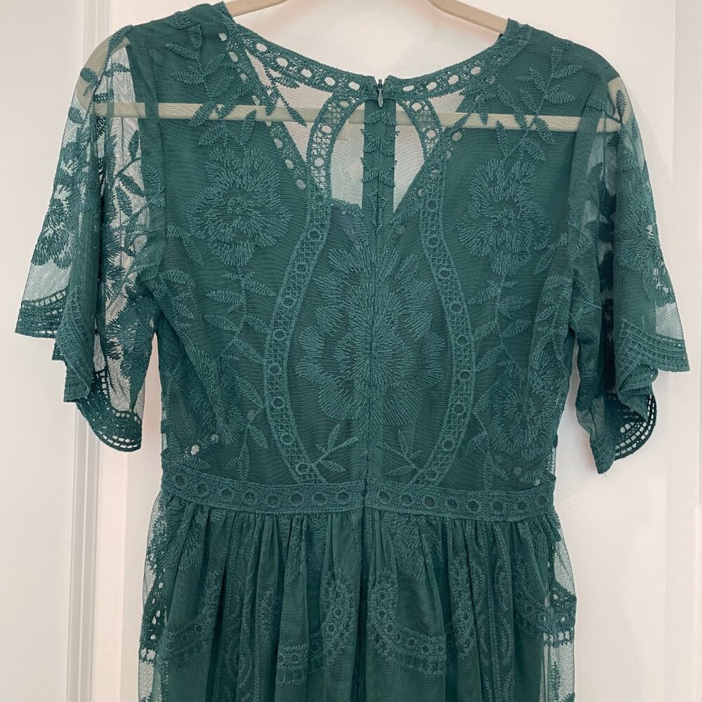 NWT PinkBlush Forest Green Lace Mesh Overlay Maxi Dress size small - Picture 8 of 13